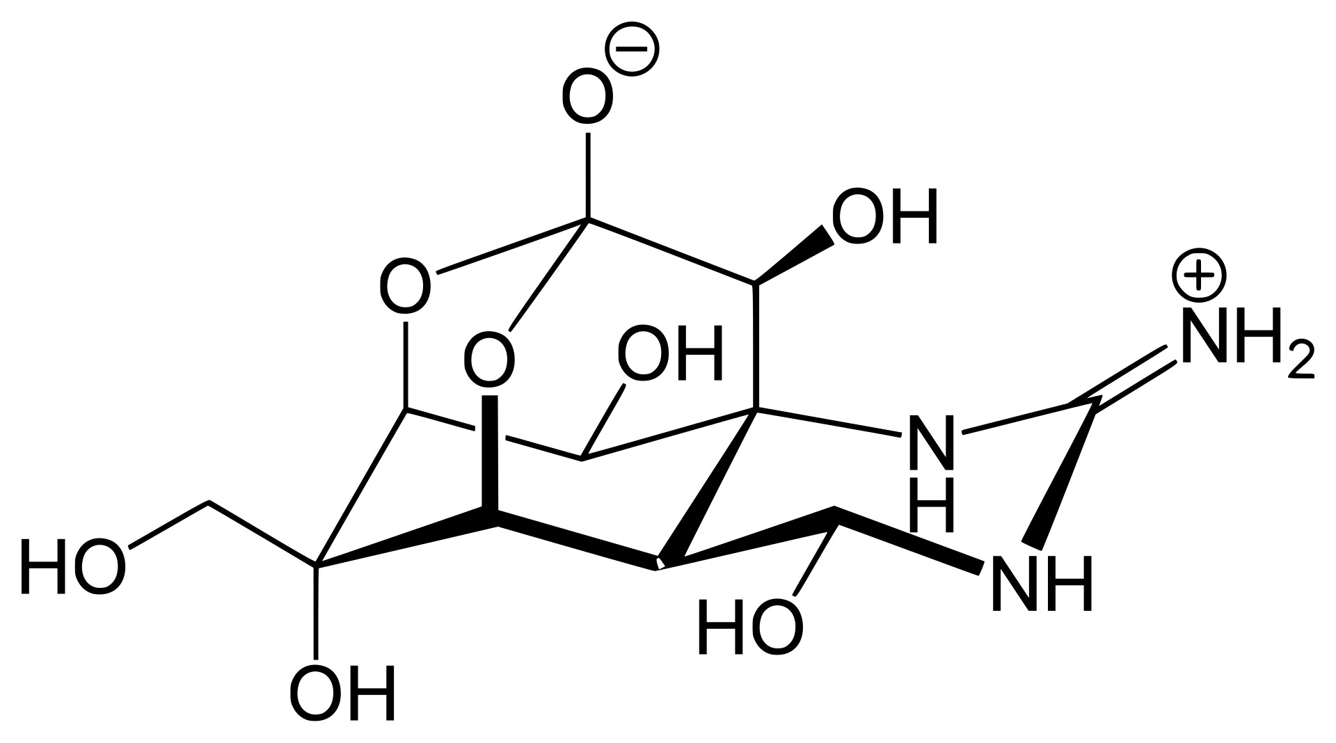 Chemical structure diagram of the tetrodotoxin molecule