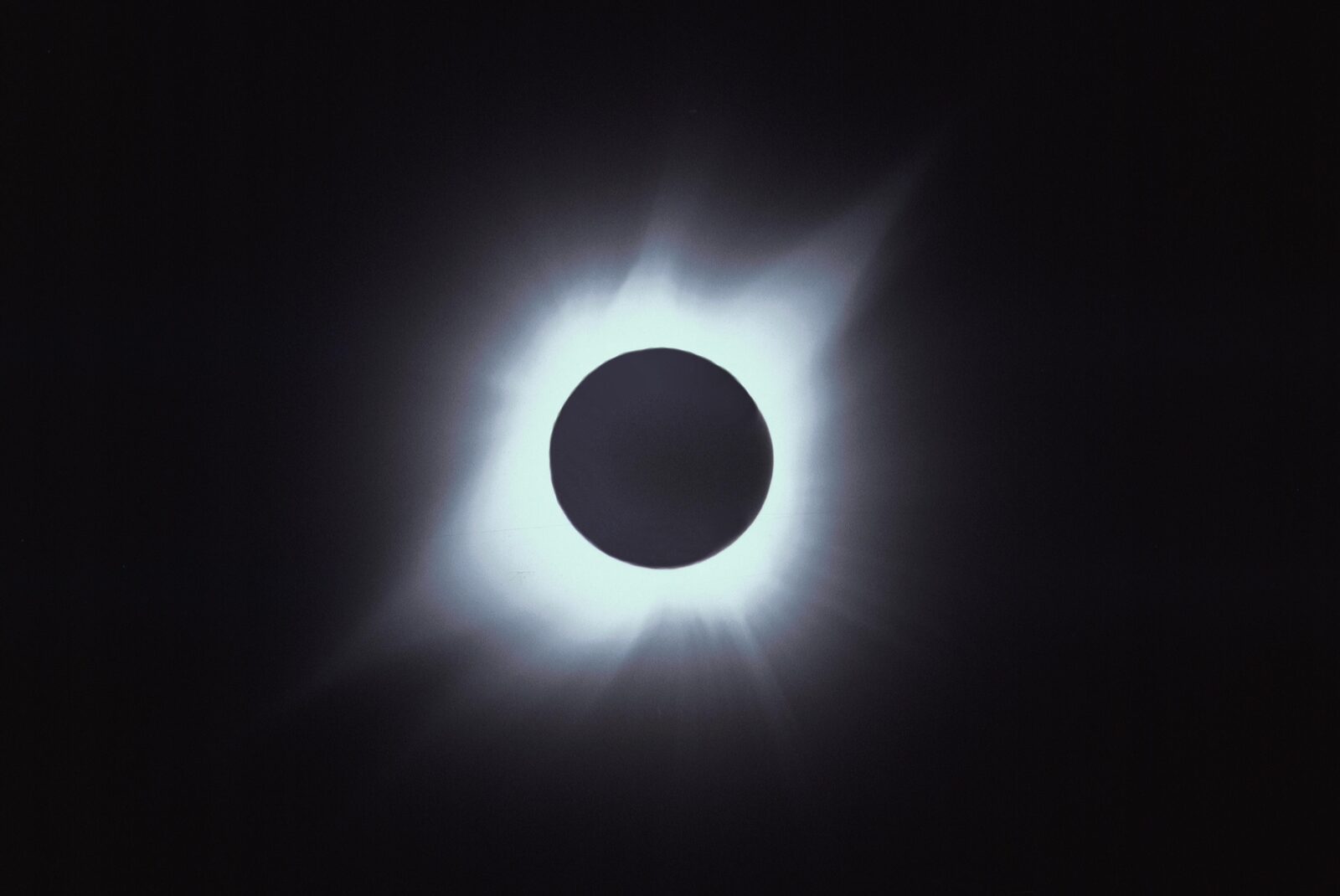 The total solar eclipse of 11 July 1991 photographed over Mexico, showing the Sun's corona around the black lunar disc