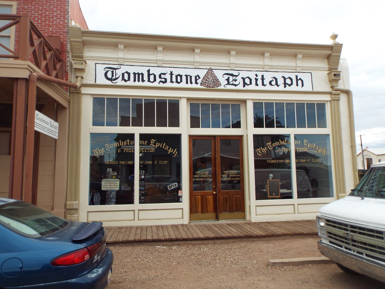 The historic Tombstone Epitaph newspaper building on Fifth Street, Tombstone, Arizona.