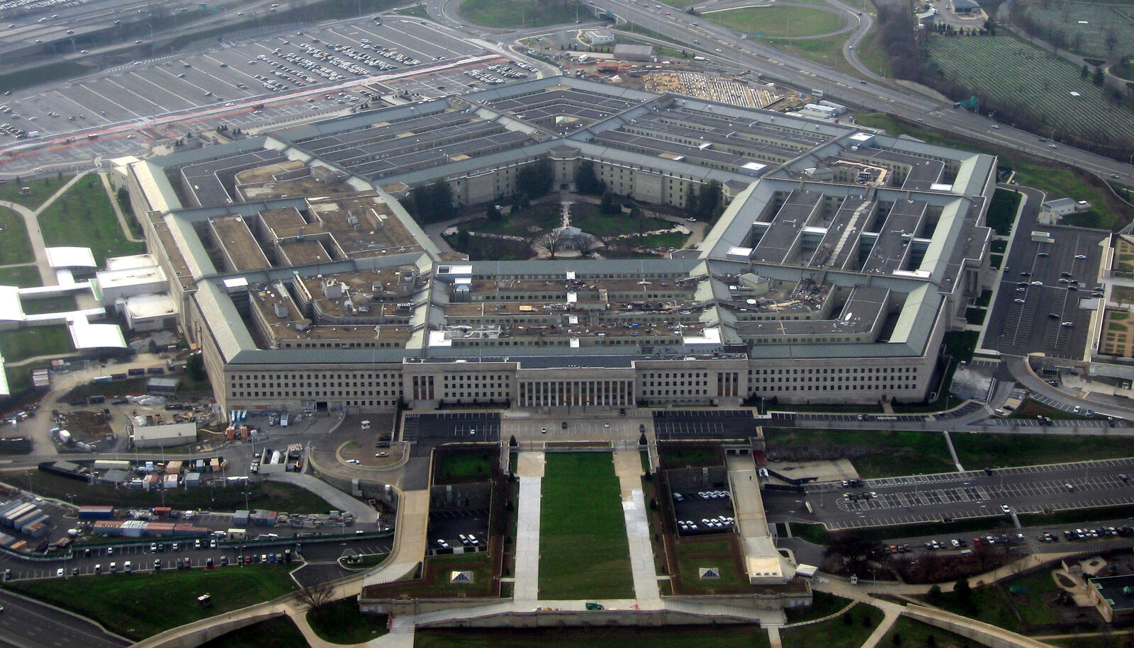 Aerial photograph of the Pentagon building in Arlington, Virginia